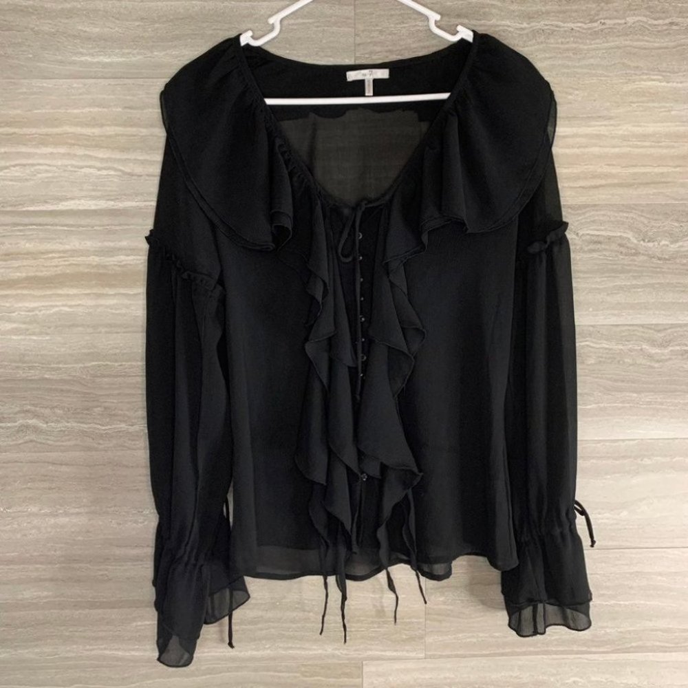 Womens Metro 7 Ruffle Button Down Blouse - Picture 1 of 11